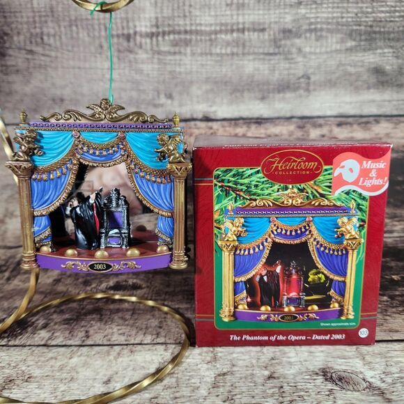 Musical Phantom of the Opera Christmas Ornament #5 Light Up Vintage WORKS w Box - Picture 1 of 11